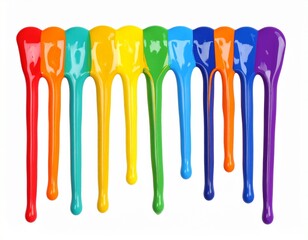 Rainbow Paint Drips on White Background