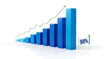 Depicting financial growth with a rising bar graph