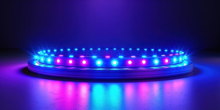 Colorful LED strip lights on a dark background shining brightly
