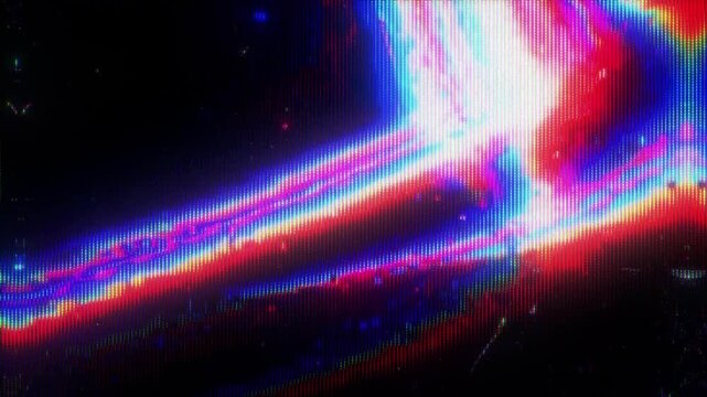4K RGB Chromatic Light Glitch Overlay Animation with Flowing Color Streaks Signal Distortion Pixel Noise and Digital Interference for Interface Motion Graphics Systems