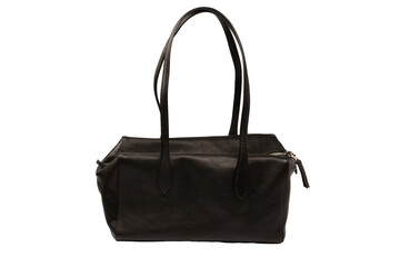 Naklejka premium Black leather bag isolated on white background. Satchel bag.