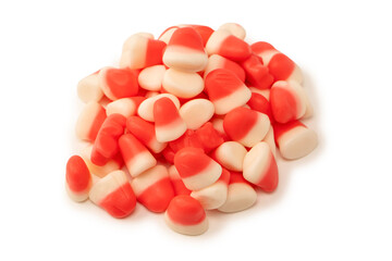 Assorted colorful gummy candies isolated on a white background. Jelly  sweets.