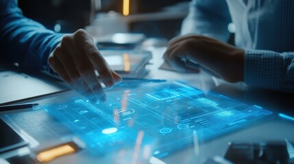 Collaborative interface development with advanced holographic technology utilization