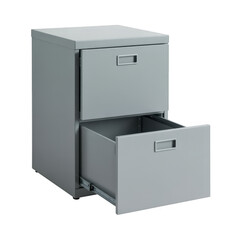 Gray metal filing cabinet with open drawer metal cabinet gray cabinet isolated on a transparent background