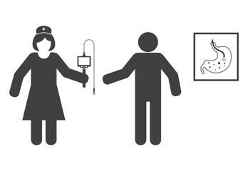doctor with endoscope and patient on gastroscopy medical icon