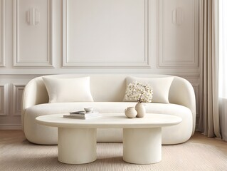 Serene White Living Room with Modern Simplicity