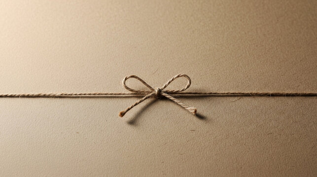 Simple Rustic Jute Bow Tied on Textured Gold Packaging Background