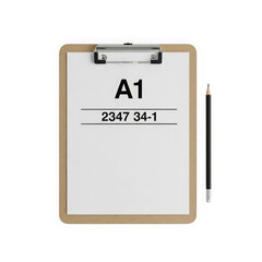 Fototapeta premium Clipboard with paper and pencil isolated on transparent background