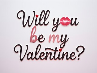 Obraz premium Valentine s day proposal with lip kiss mark