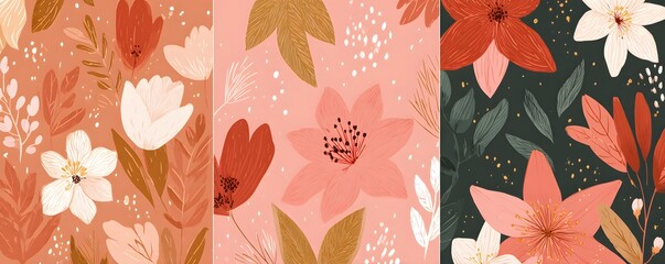 Assorted Floral Patterns Creating a Harmonious Composition