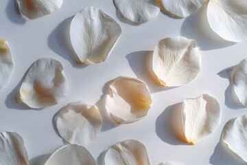 Delicate White Petals Scattered on a Soft Surface