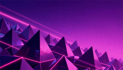 Futuristic Abstract Cityscape with Neon Geometric Patterns