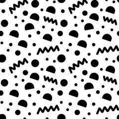 Fototapeta premium Minimalist Line Art Vector Pattern Circles Zigzag Squiggles