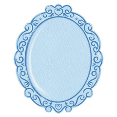 Elegant Decorative oval Frame Vintage Ornate Blue Frame.  Blue Border Vintage Frame.