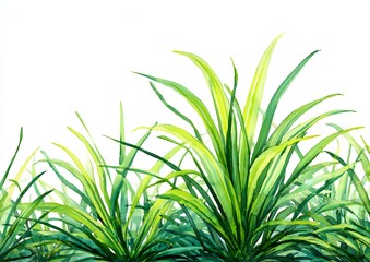 Fresh Green Blades Against a Pure White Background