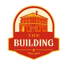 Classic Building Logo Design with Vintage Architectural Style Isolated on White Background