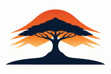 Bold, flat design tree illustration on a white background. Simple, modern graphic perfect for nature, seasons, or minimalist design concepts.