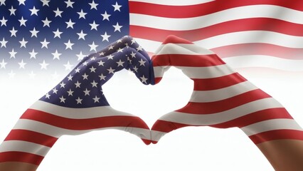 Fototapeta premium Patriotic heart gesture with american flag