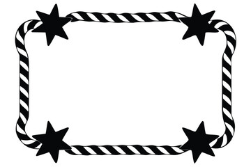 Festive Christmas border frame with red and white candy canes and golden stars, perfect for holiday designs.