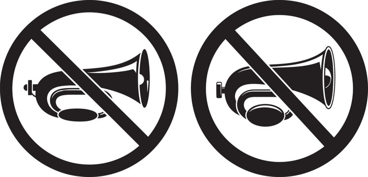 No honking sign two horns isolated on white background