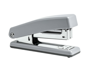 Gray office stapler, essential tool for binding paper