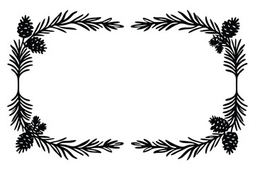 Beautiful holiday border frame showcasing realistic pine needles and bright red berries for a natural Christmas feel.