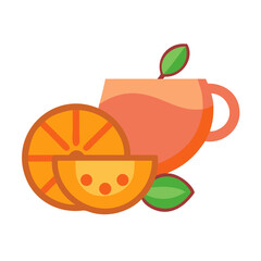 Flat Illustration of Orange Tea with Sliced Fruit