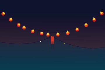 Magical border of illuminated Christmas lights arranged as a festive garland, casting a warm glow.