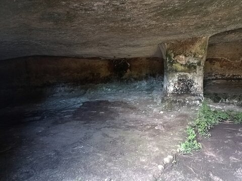  Detail of the underground necropolis of Su Crucifissu Mannu, an archaeological site located in Nurra, a region in northwestern Sardinia.Porto Torres, Sassari, Sardinia, Italy - 11.21.2025