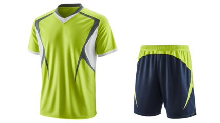 PNG lime green sports uniform with gray shorts transparent 
