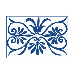 Chinese Blue and White Porcelain Pattern, Traditional Vector Design