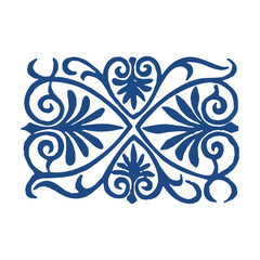 Chinese Blue and White Porcelain Pattern, Traditional Vector Design