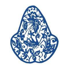Chinese Blue and White Porcelain Pattern, Traditional Vector Design