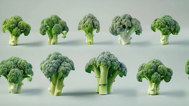 Video Fresh broccoli bunches on a clean surface