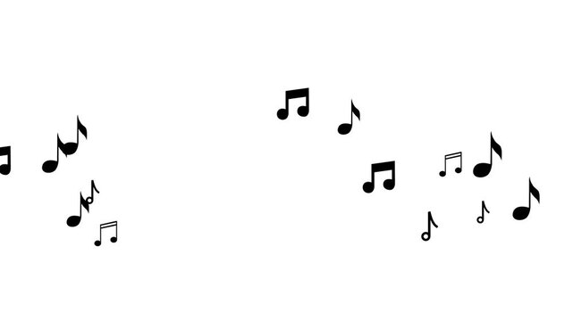 Flying up musical symbols with Alpha Matte, Particle Music Notes isolated background. animated flying music notes and soft particle overlay, Concept of music, song, melody