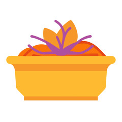 Stylized pot of flowers on white background illustration