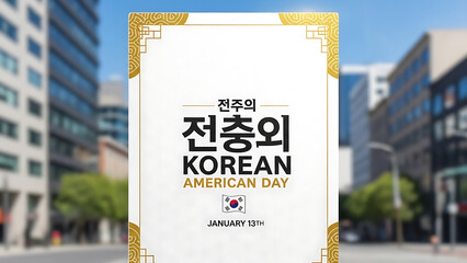 Korean American Day Celebration Banner with Traditional Korean Design