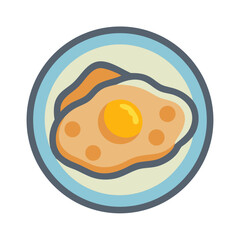Fried egg on a plate, food illustration style