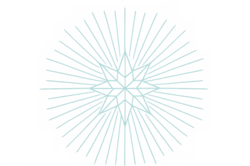 Abstract star light rays radiating pattern, glowing geometric lines, transparent background