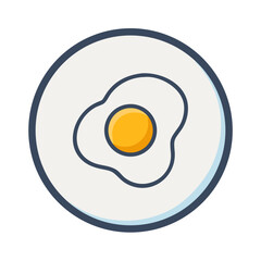 Fried Egg illustration on white plate isolated on white