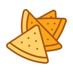 Stylized vector graphics of tortilla chips snacks with shadow