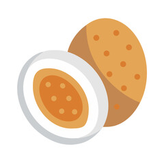 Halved egg illustration on white background, minimalist food icon