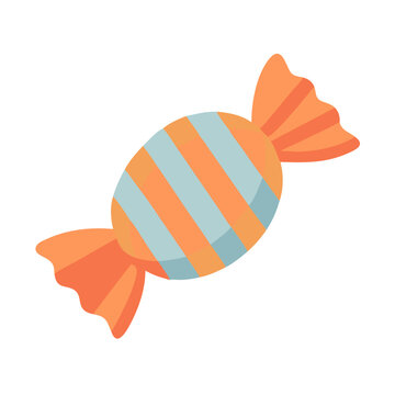Wrapped candy illustration with stripes on a white background
