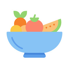 Stylized Fruit Bowl Still Life Against white background
