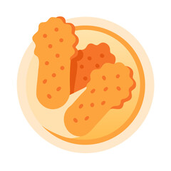 Chicken nuggets on a plate simple vector flat illustration