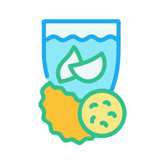 Colorful vector depiction of refreshing drink and snacks