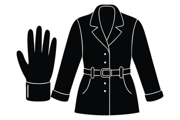 Vector illustration featuring bright belt, gloves, and coat elements, ideal for crafting stylish winter fashion or character design projects.