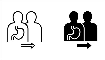 Human organ transplantation icon set. with a white background.