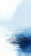 Watercolor background with ripples on calm lake,blue and white color,flat design,copy space,banner