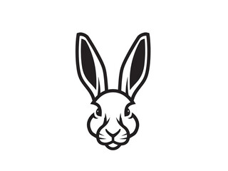 Obraz premium Symmetrical Rabbit Head Logo in Bold Black and White